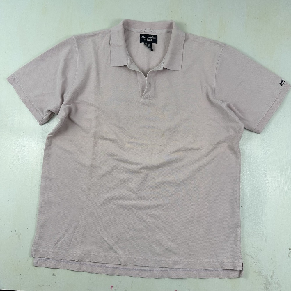 VTG abercrombie & fitch muscle Fit mens polo shirt XL Pink cotton Distressed - Picture 2 of 9